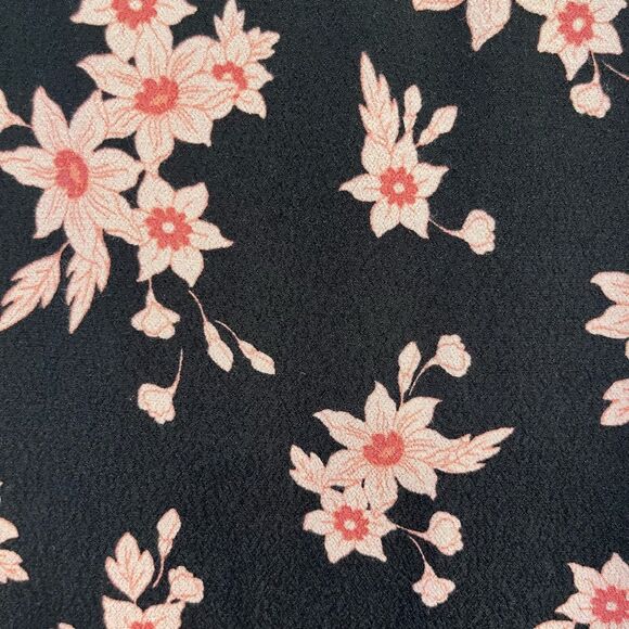 Loft Women's Size Large Knee Length Black and Pink Floral Dress with tie bow - Picture 4 of 8